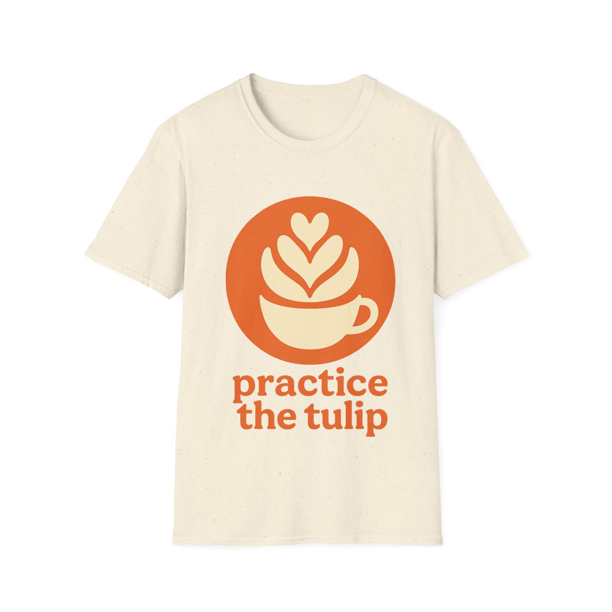 "Practice The Tulip" Latte Art Coffee Graphic Tee - Aesthetic Orange Barista White T-Shirt - Trending Now - September 2026