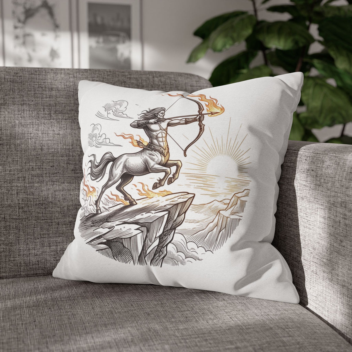 Sagittarius Centaur Archery Throw Pillow - Zodiac Mythology Decorative Pillowcase