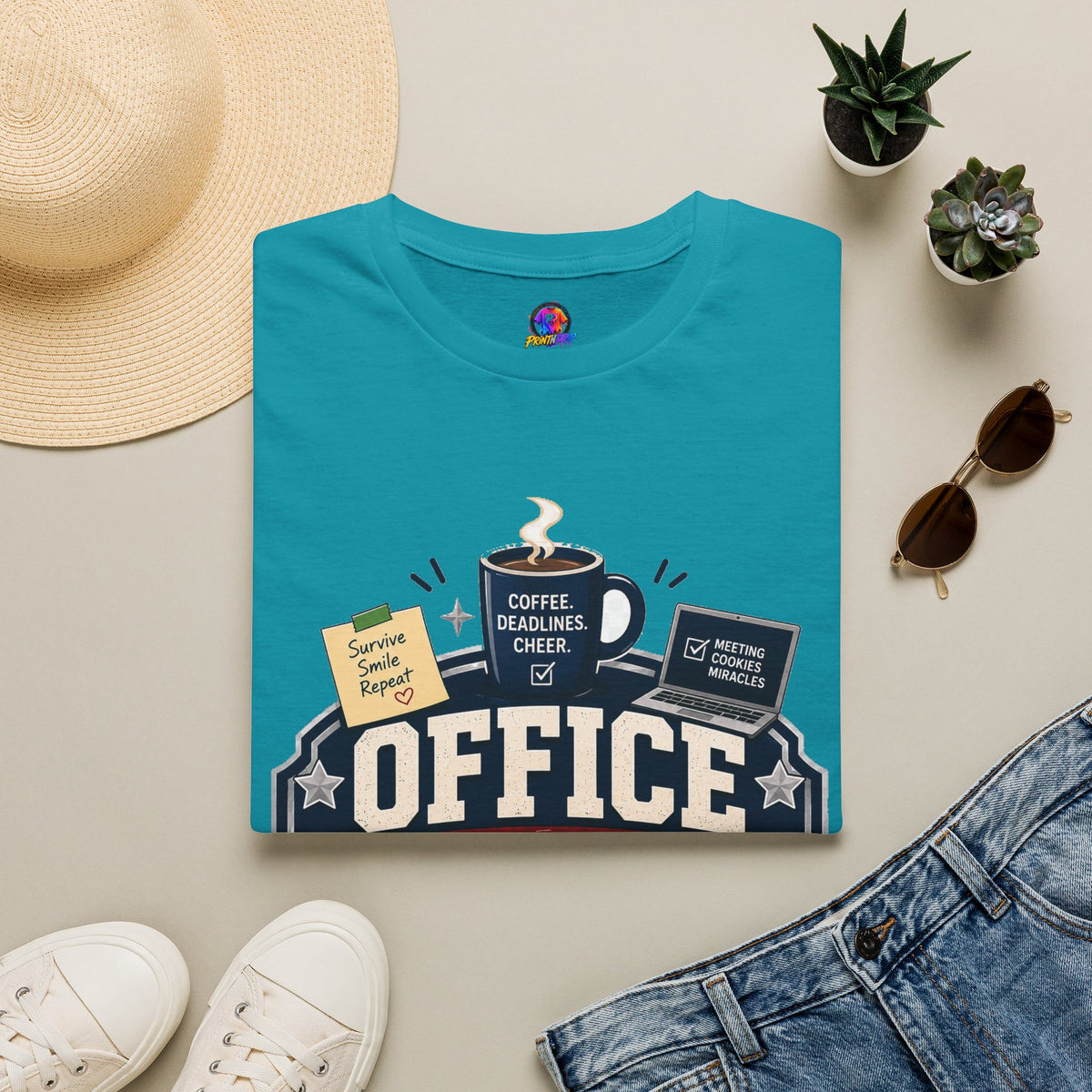 Office Holiday Survivor T-Shirt — Coffee, Deadlines & Cheer Work Shirt