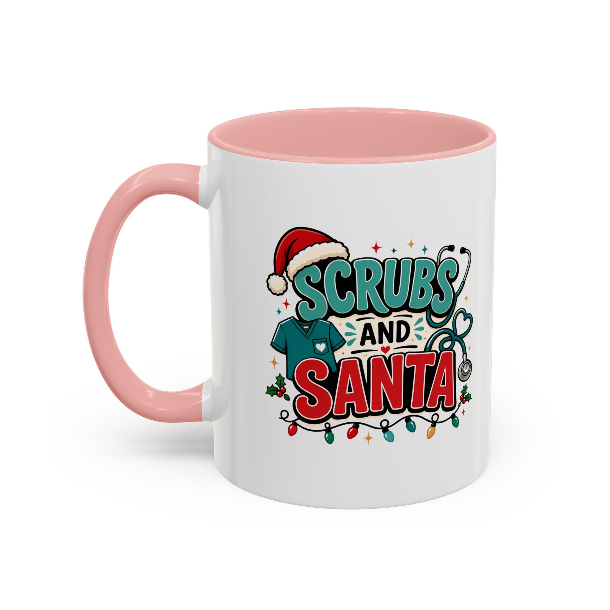 Modern Day Christmas Scrubs and Santa Coffee Mug — Funny Christmas Nurse Gift
