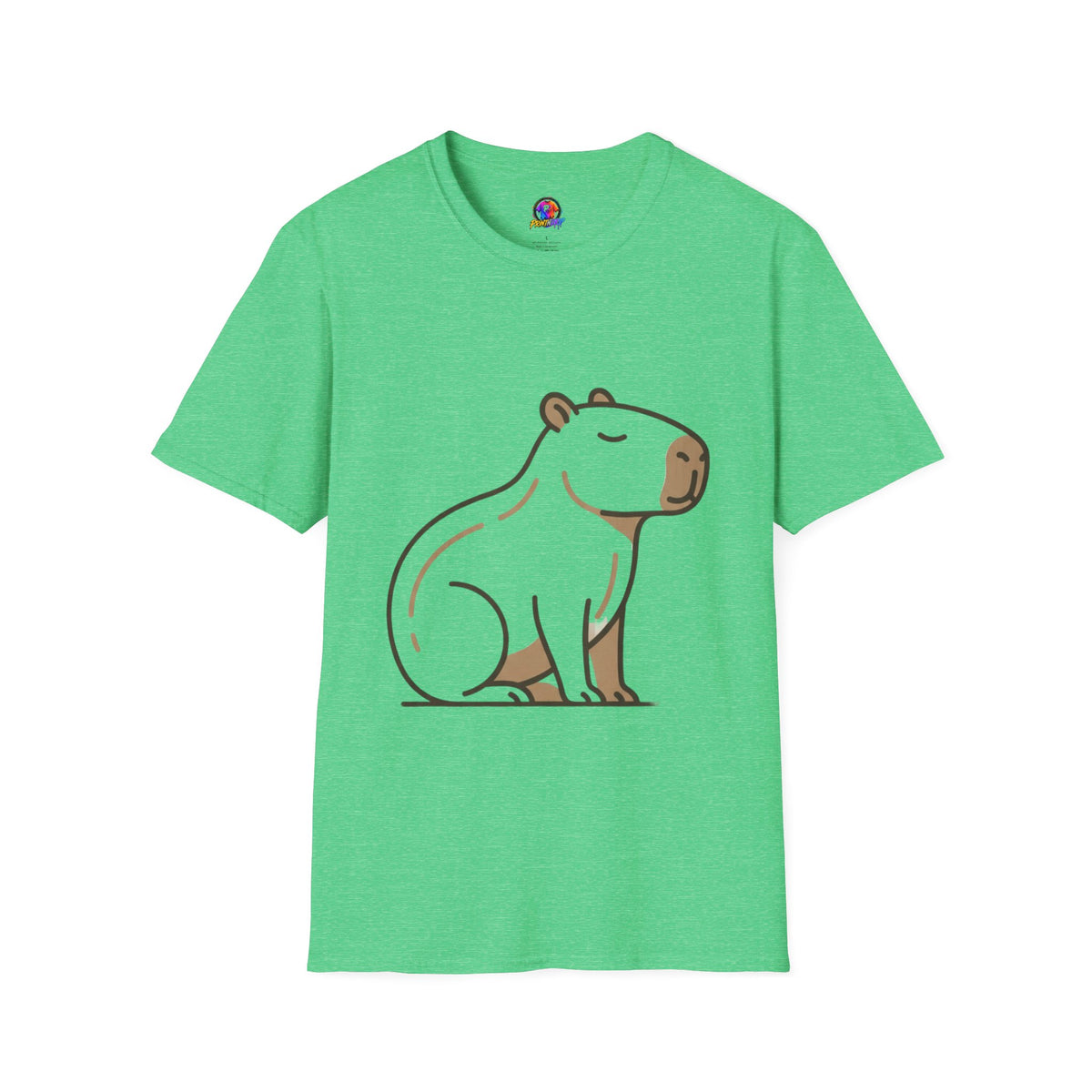 Cute Relaxed Capybara T-Shirt — Minimal Cartoon Capybara Graphic Tee