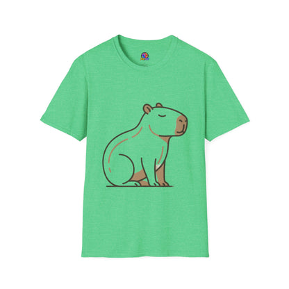 Cute Relaxed Capybara T-Shirt — Minimal Cartoon Capybara Graphic Tee