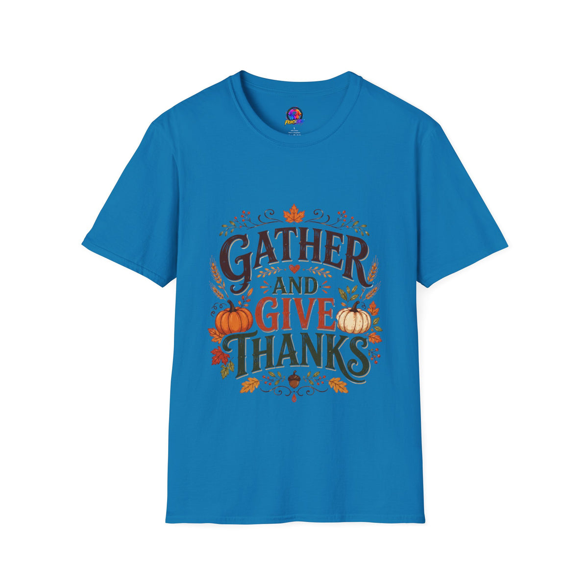 Thanksgiving T-Shirt Gather and Give Thanks T-Shirt — Thanksgiving Fall Holiday Tee