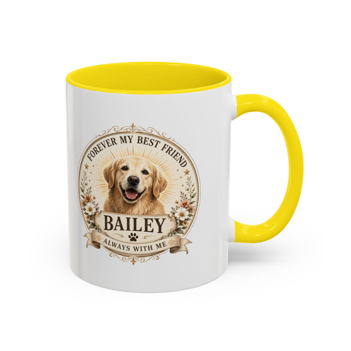 Milo Bailey Dog Dad Mom Golden Retriever Memorial Coffee Mug – "Forever My Best Friend" Personalized Name Accent Mug
