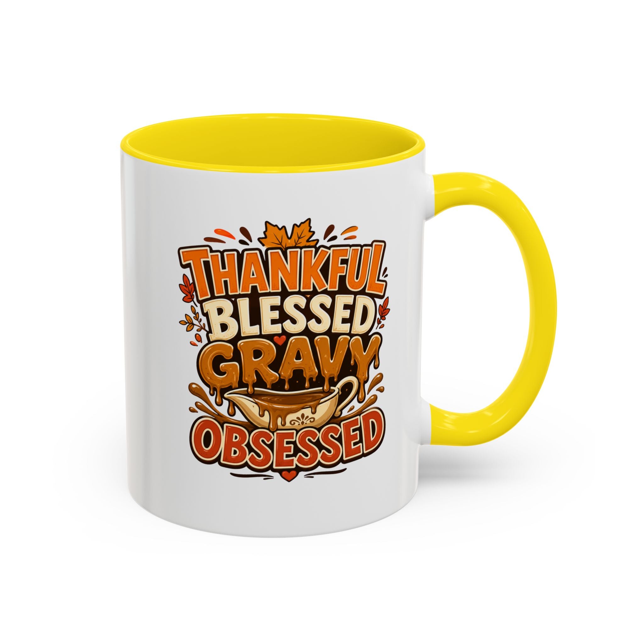 Thanksgiving Mug Coffee Mug — "Thankful Blessed Gravy Obsessed" Thanksgiving Accent Mug