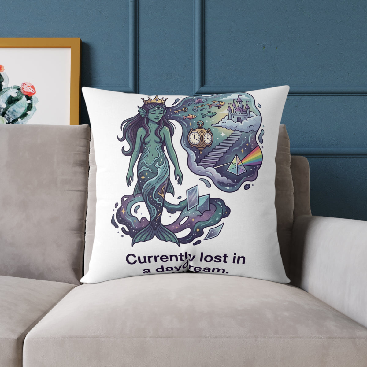 Pisces Zodiac Currently Lost In A Daydream Square Poly Canvas Pillow