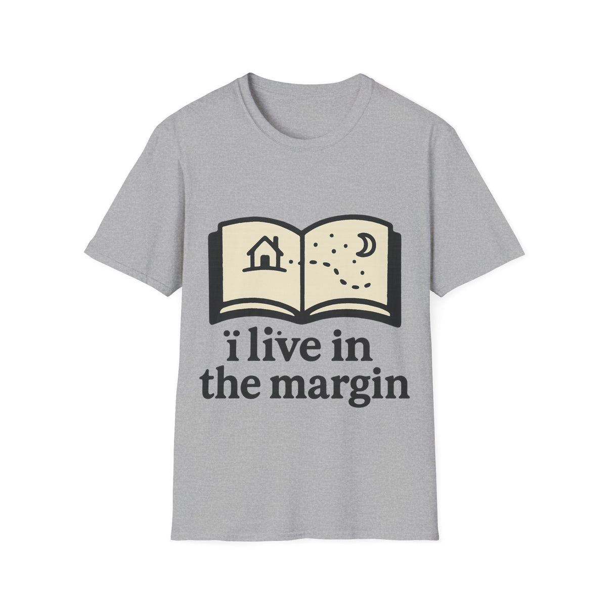 "I Live In The Margin" Bookworm Tee | Cute Celestial Book Graphic T-Shirt - Trending Now - September 2026