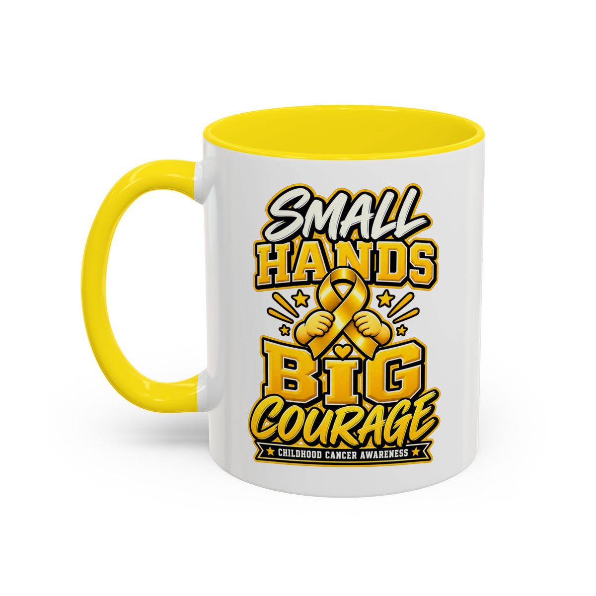 Coffee Mug - "Small Hands Big Courage" Childhood Cancer Awareness Accent Mug