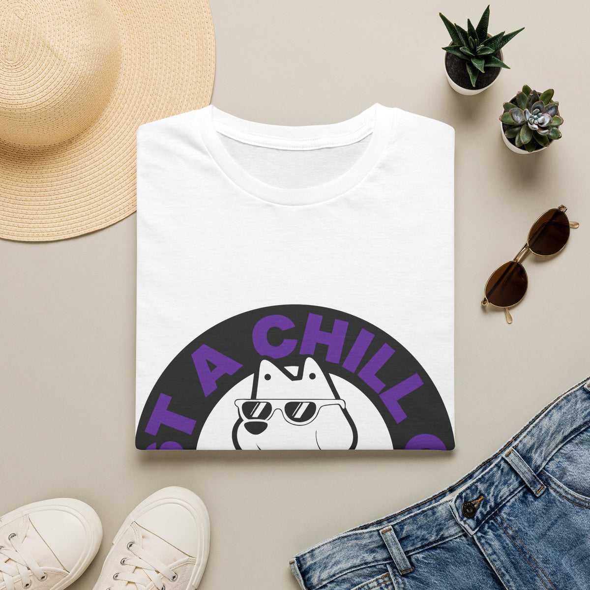 Just A Chill Guy Purple Circle Badge T-Shirt - Viral Character Mascot Tee - Trending Now - September 2026