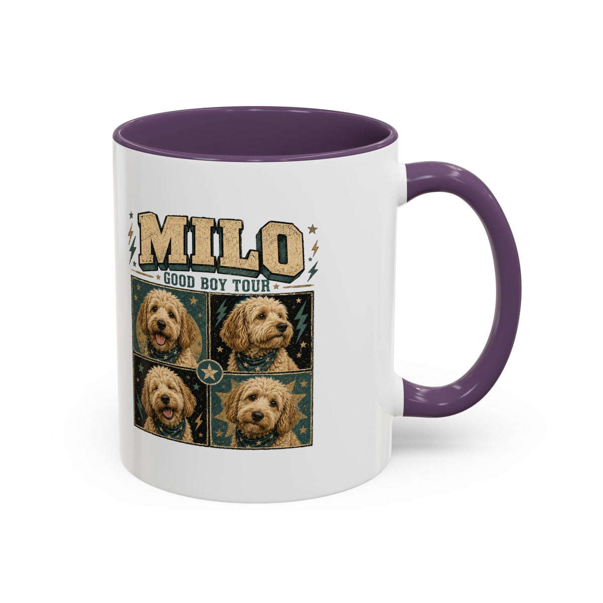 Milo Bailey Dog Dad Mom Personalized Dog Mug — "Milo: Good Boy Tour" Photo Accent Coffee Mug