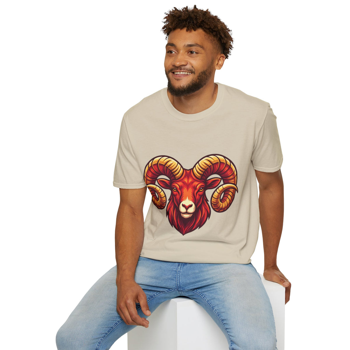 Aries Zodiac Ram Skull T-Shirt — Bold Goat Horn Graphic Tee (Aries/Zodiac)