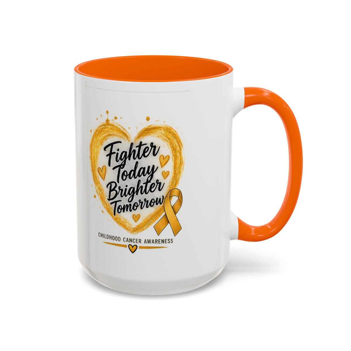 Childhood Cancer Awareness Coffee Mug – "Fighter Today Brighter Tomorrow" (Accent 11/15oz)