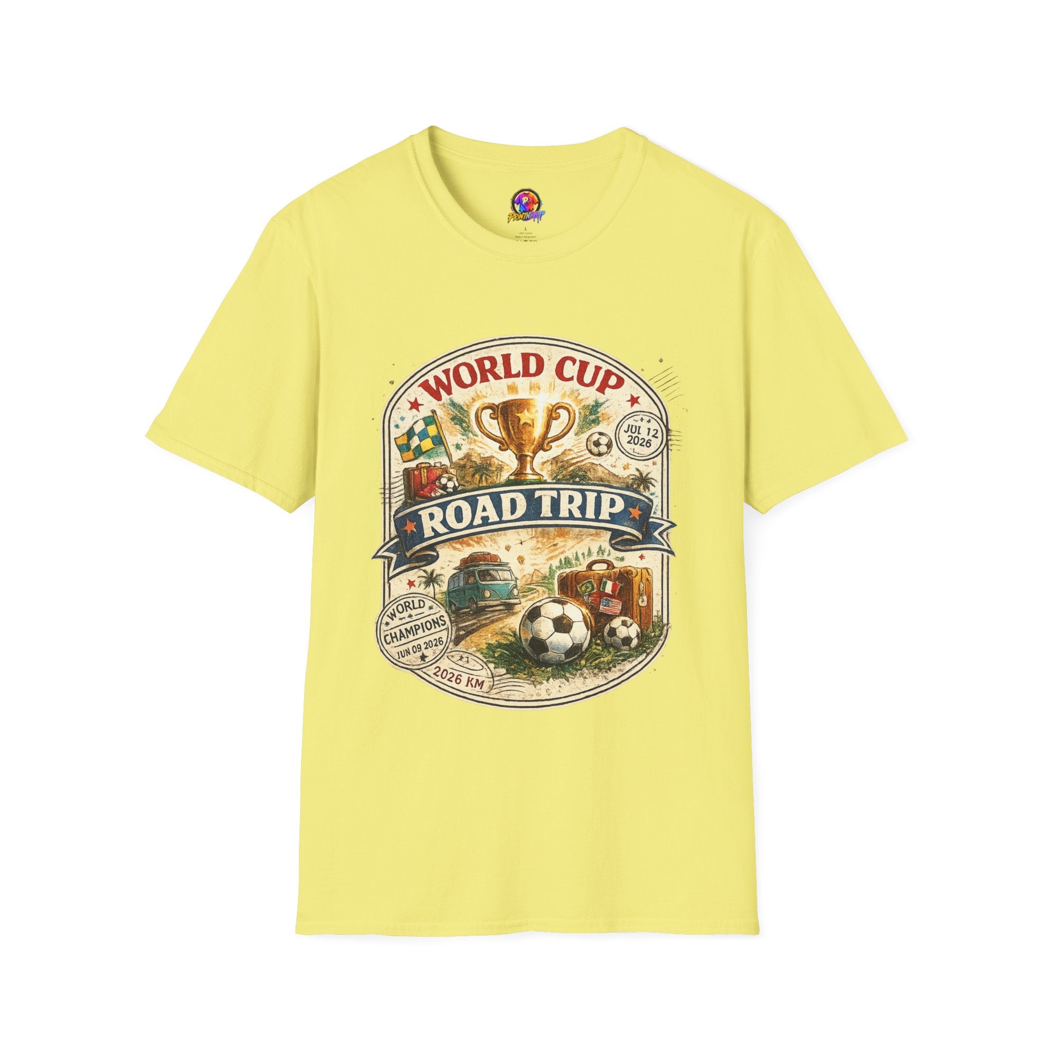 World Cup Road Trip T-Shirt — Vintage Soccer Trophy Design