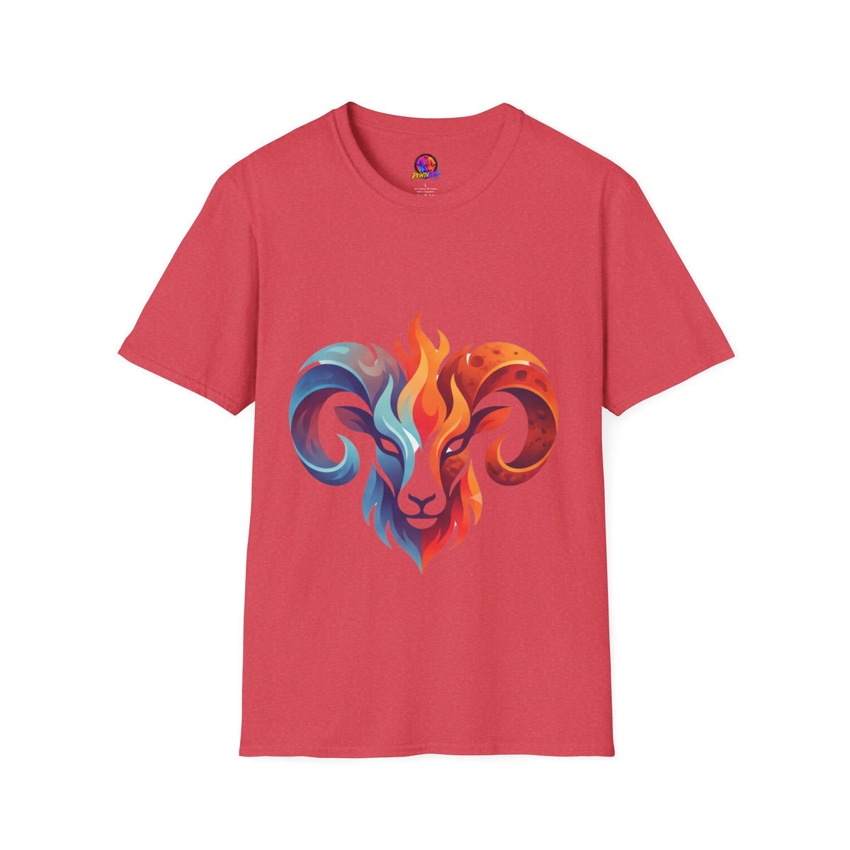 Aries Zodiac Ram Head Flame Graphic T-Shirt — Bold Aries Zodiac Tee
