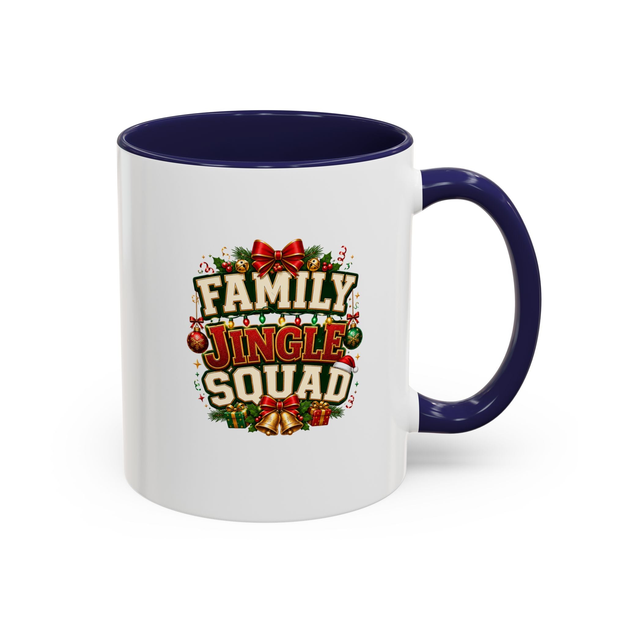 Family Jingle Squad Accent Coffee Mug — Christmas Holiday Coffee Cup