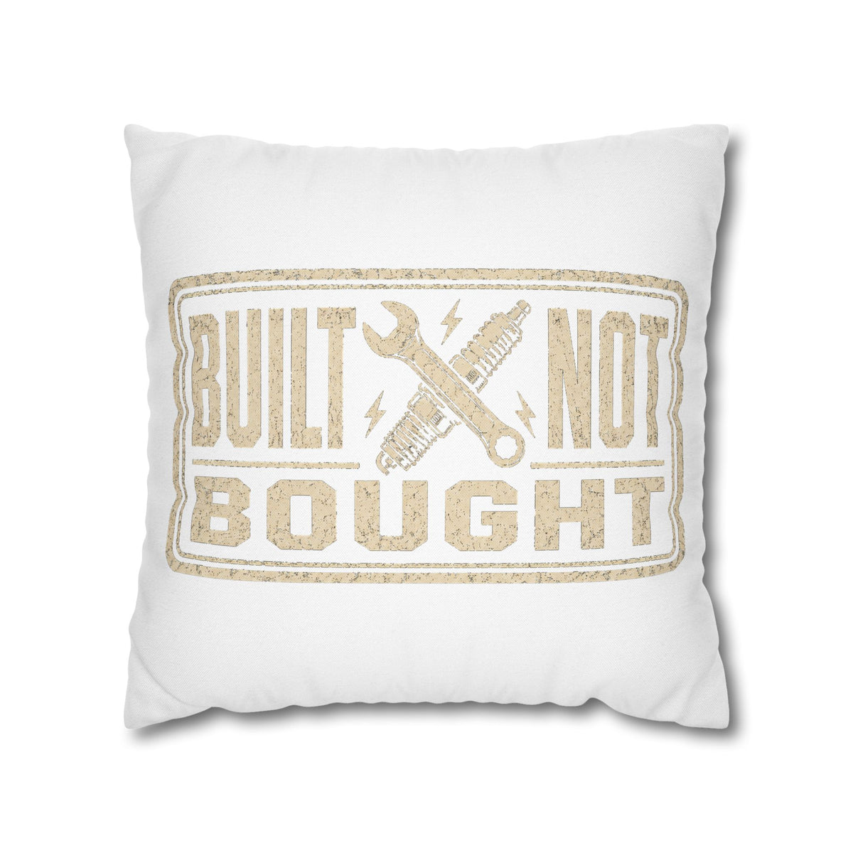 Built Not Bought Pillowcase Milo Bailey Dog Dad Mom — Rustic Mechanic Accent Pillow
