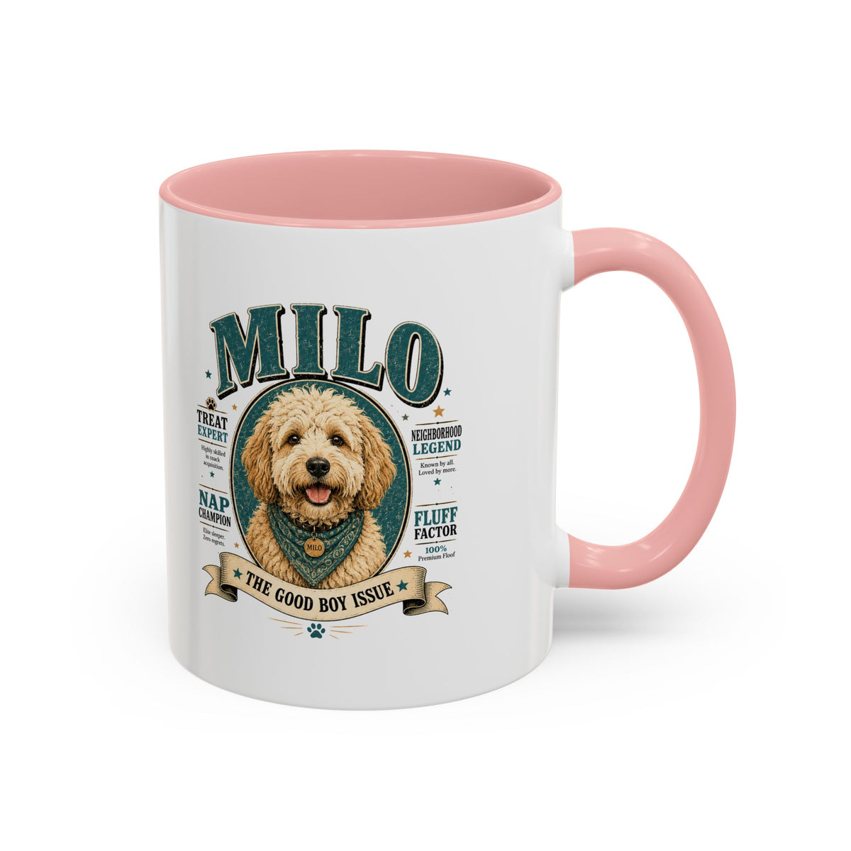 Milo Bailey Dog Dad Mom Milo Personalized Dog Coffee Mug — 'The Good Boy Issue' Accent