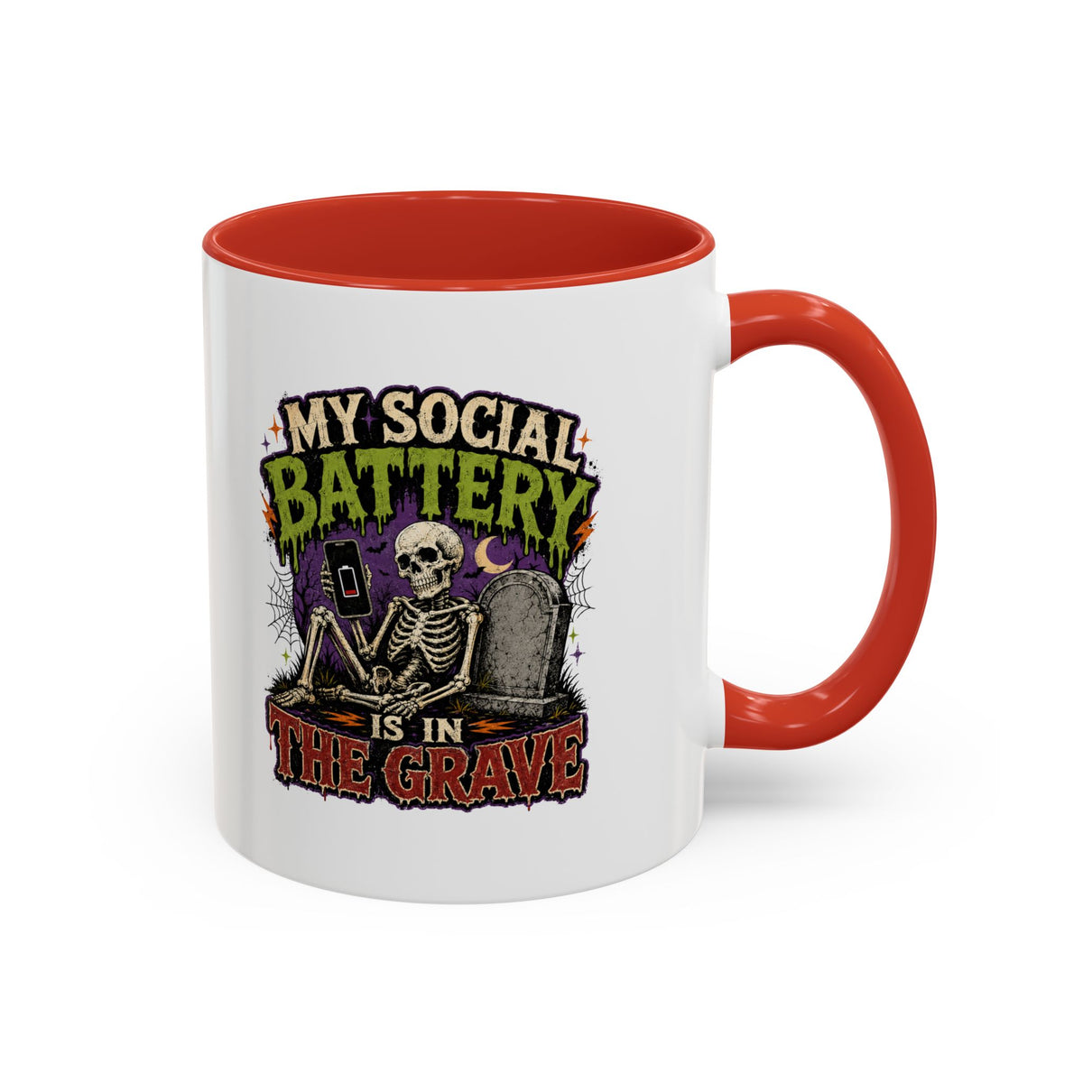 Halloween  My Social Battery Accent Coffee Mug