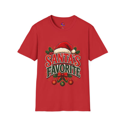Santa's Favorite T-Shirt — Festive Christmas Tee with Santa Hat & Holly