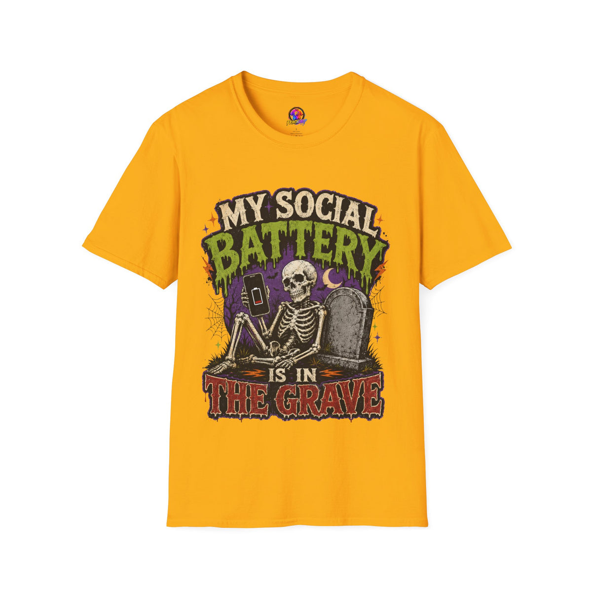 Halloween My Social Battery Unisex Softstyle T-Shirt