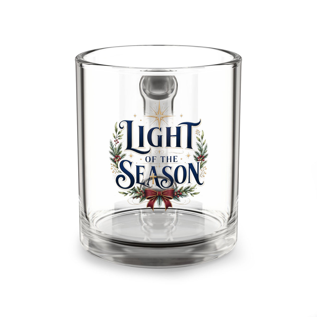 Christmas Glass Mug — "Light of the Season" Holiday Glass Coffee Mug