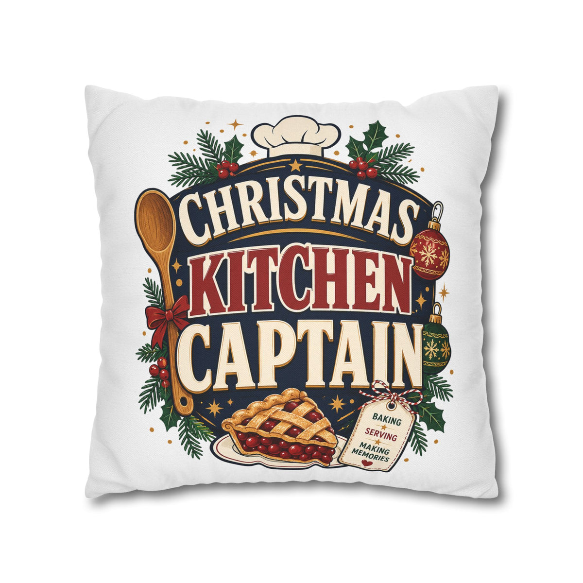 Christmas Kitchen Captain Pillowcase Modern Day Christmas  — Holiday Baking Decorative Throw Pillowcase