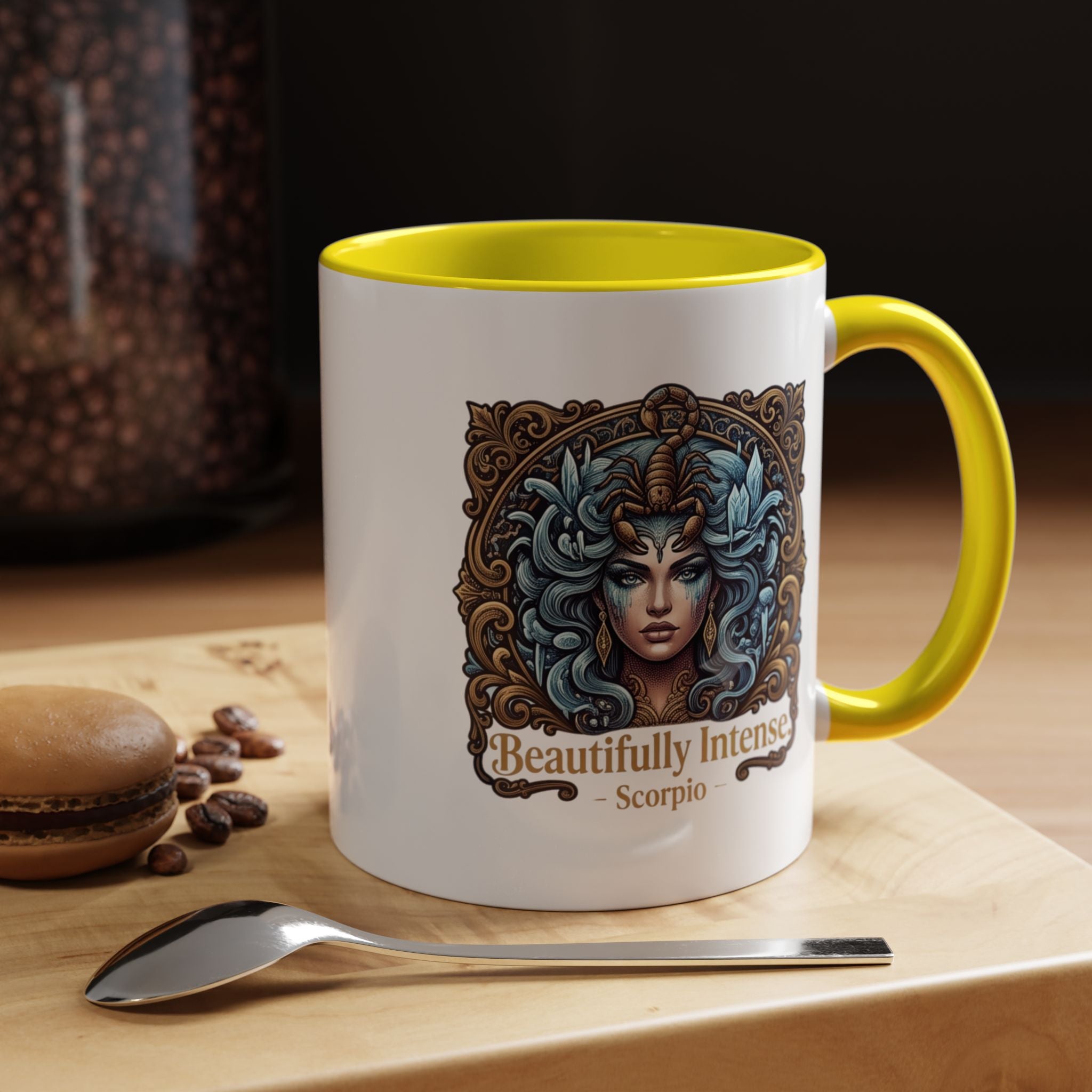 Scorpio Accent Coffee Mug — "Beautifully Intense" Zodiac Design (11/15oz)