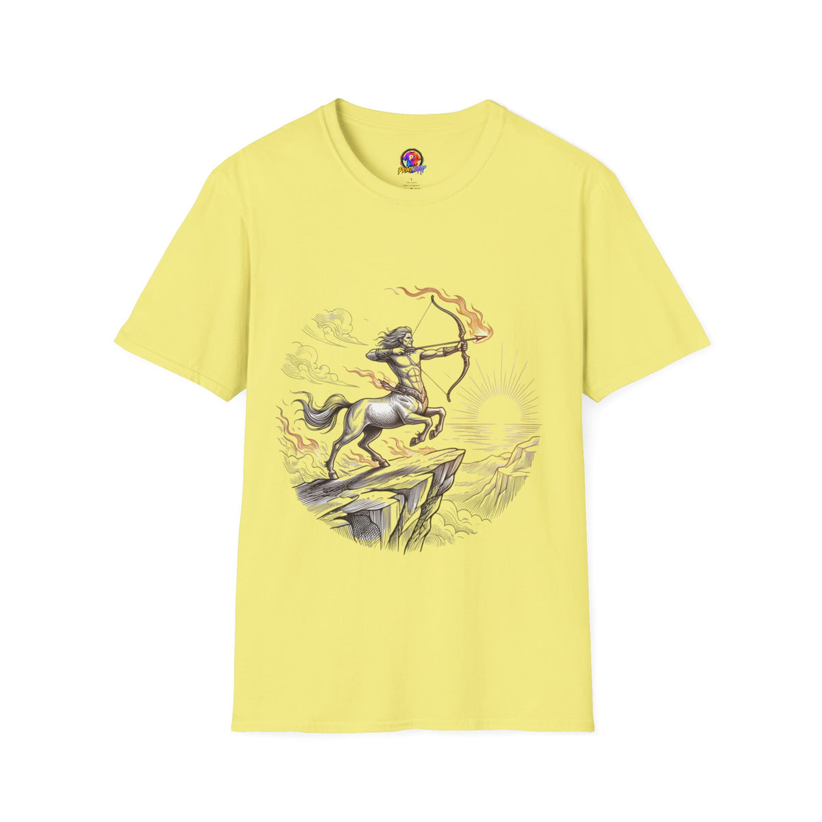 Sagittarius Centaur Archer T-Shirt — Mythical Archer Graphic Tee (Flaming Bow)