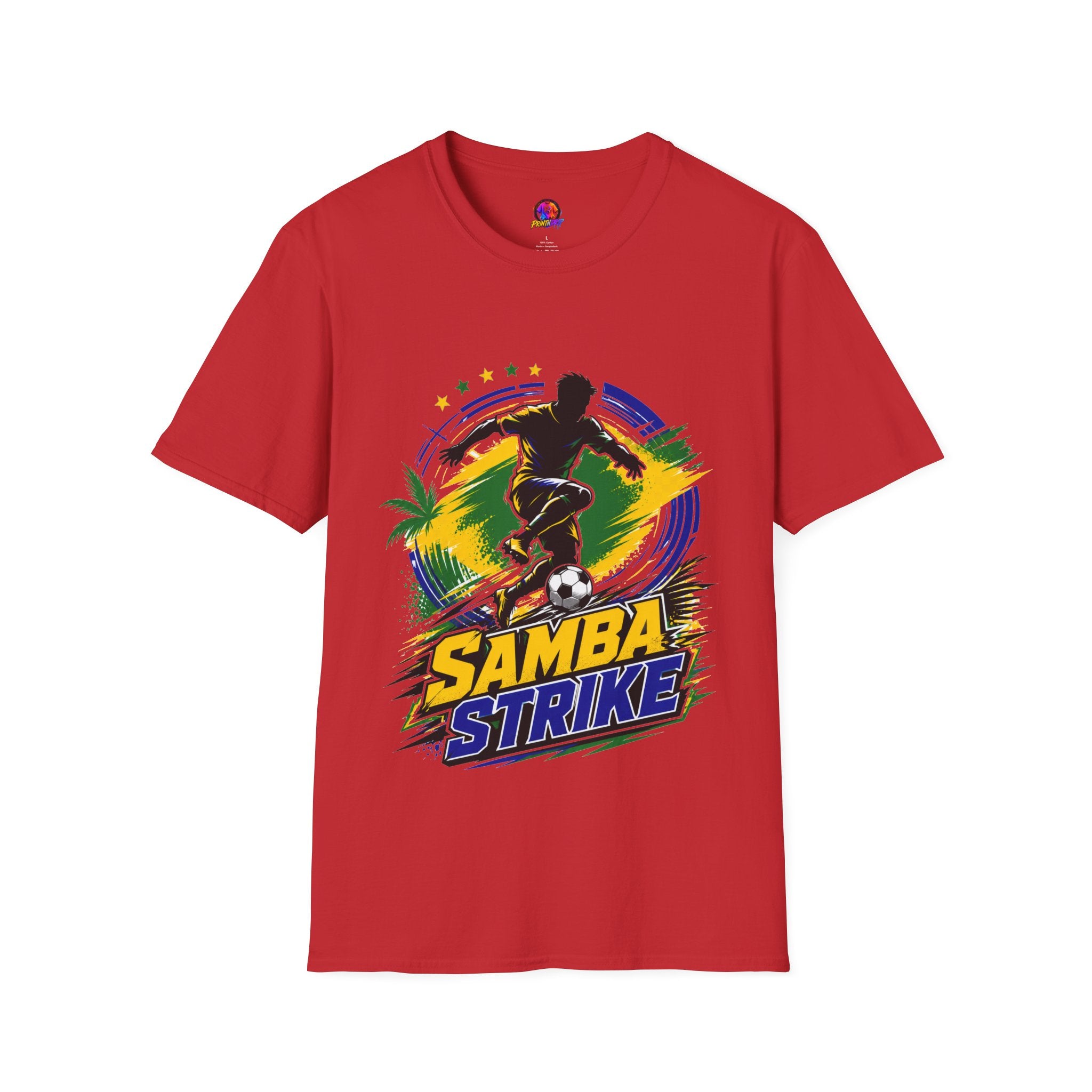 Brazil  Samba Strike Soccer T-Shirt — Brazilian Football Player Graphic Tee