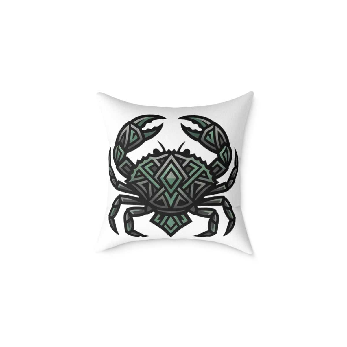 Cancer Zodiac Crab Mandala Square Pillow — Geometric Beach Decor Cushion