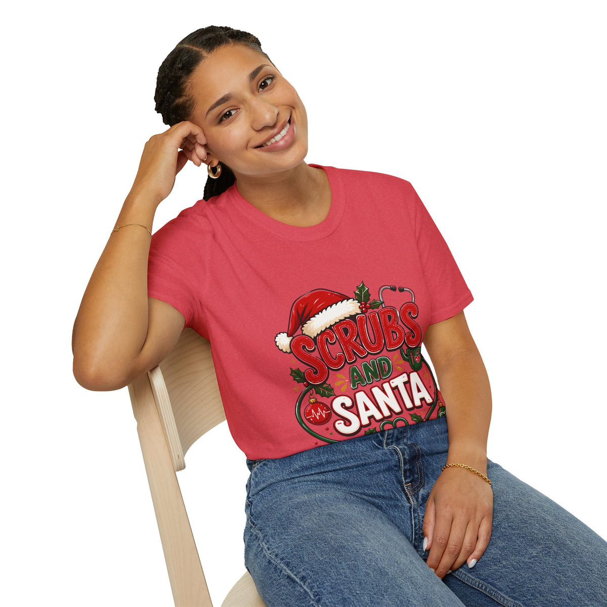 Scrubs and Santa Christmas Tee — Funny Nurse Holiday T-Shirt