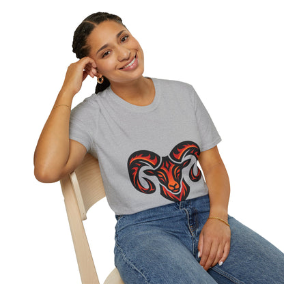 Ram Head Graphic T-Shirt — Tribal Flame Aries Design