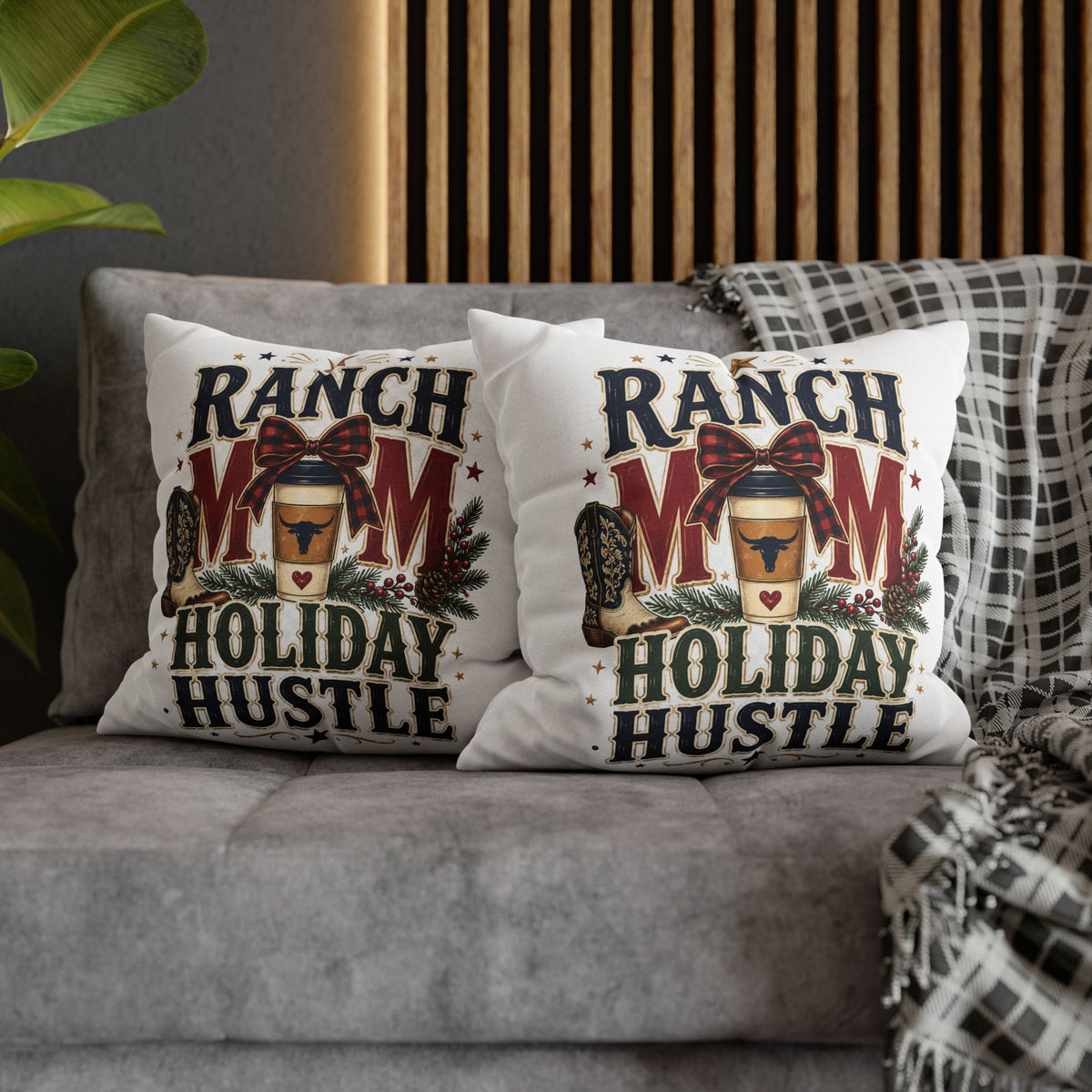 Ranch Mom Holiday Hustle Throw Pillowcase Modern Day Christmas