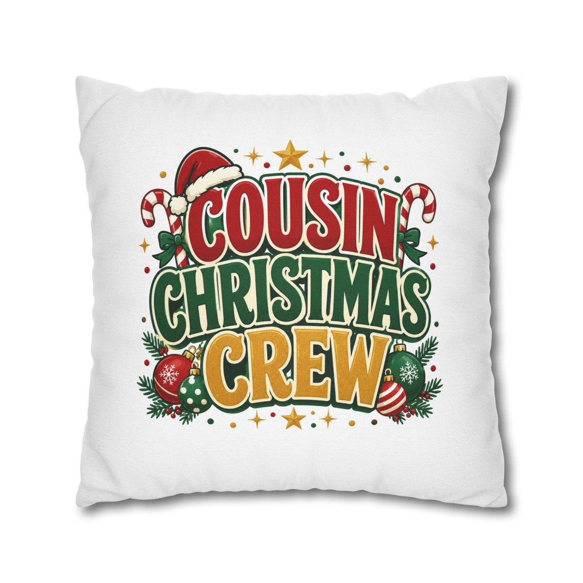 Cousin Christmas Crew Pillow Cover — Festive Holiday Decorative Throw Pillowcase