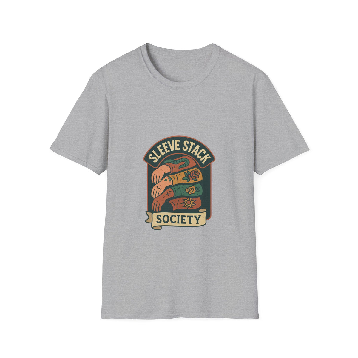 Sleeve Stack Society T-Shirt — Vintage Tattoo Sleeve Graphic Tee - Trending Now - October 2026