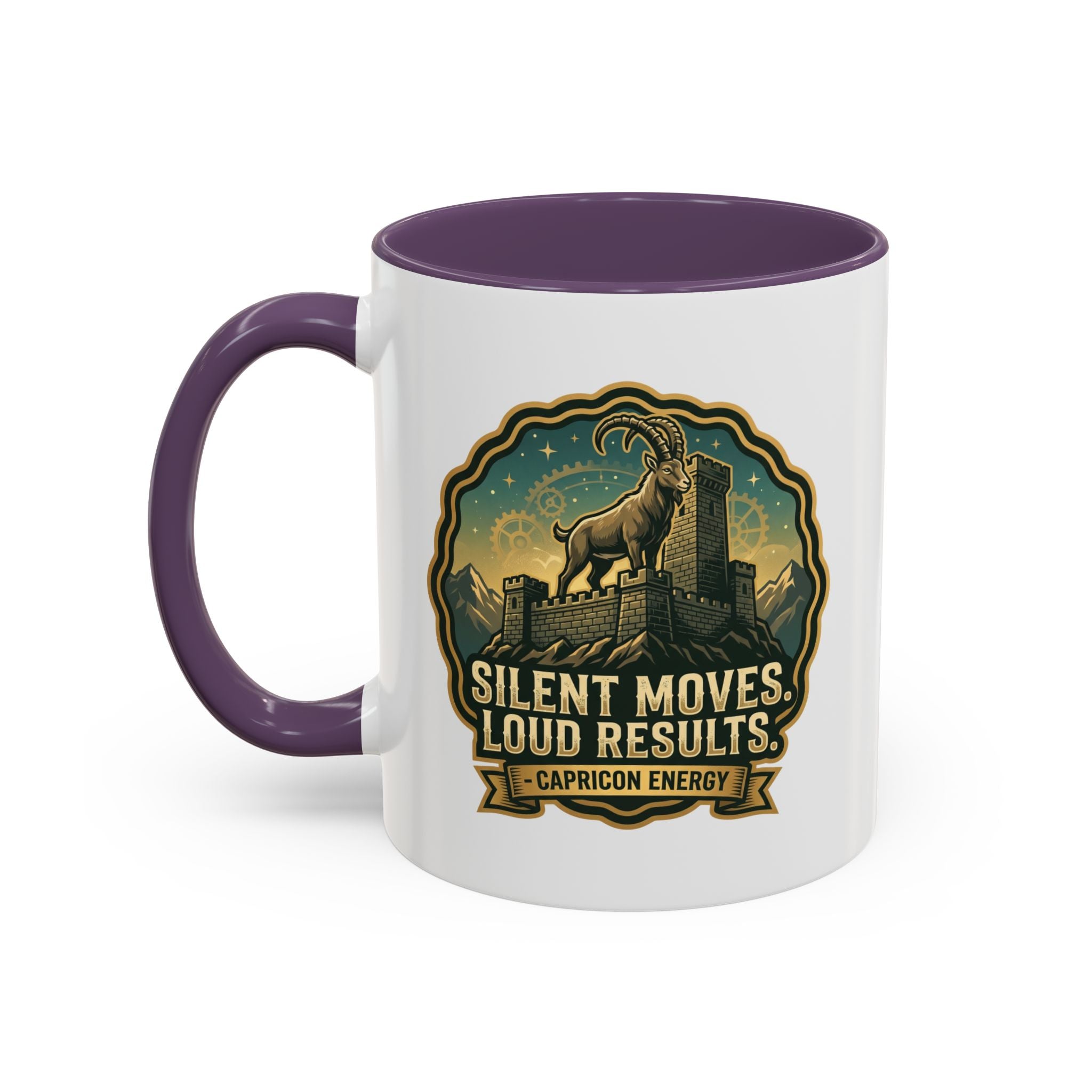 Capricorn Coffee Mug - "Silent Moves. Loud Results." Zodiac Goat Accent Mug