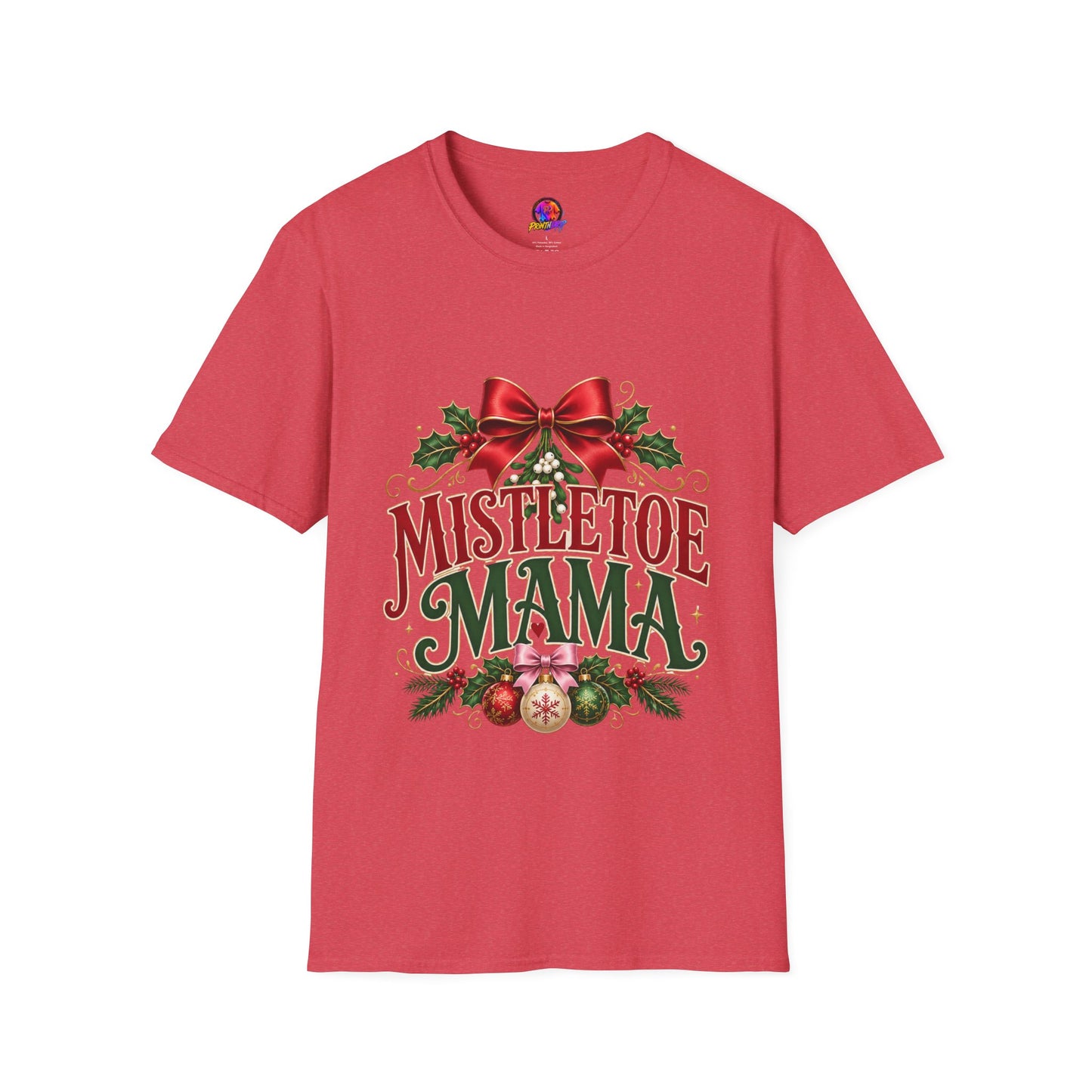 Mistletoe Mama T-Shirt — Festive Christmas Holiday Tee with Bow & Holly