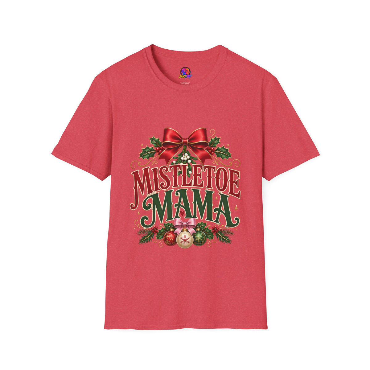 Mistletoe Mama T-Shirt — Festive Christmas Holiday Tee with Bow & Holly