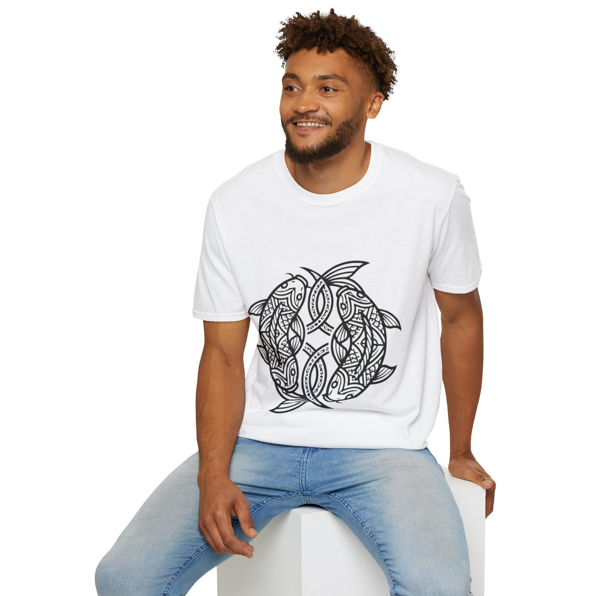 Pisces Zodiac Koi Fish Mandala T-Shirt — Intricate Zen koi Circle Design
