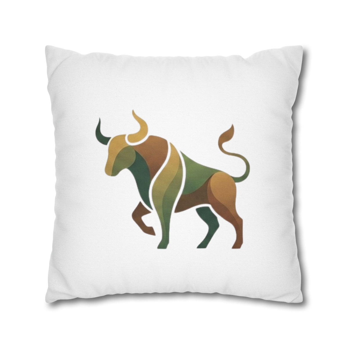 Taurus Geometric Bull Throw Pillowcase – Earth Tone Taurus Home Decor