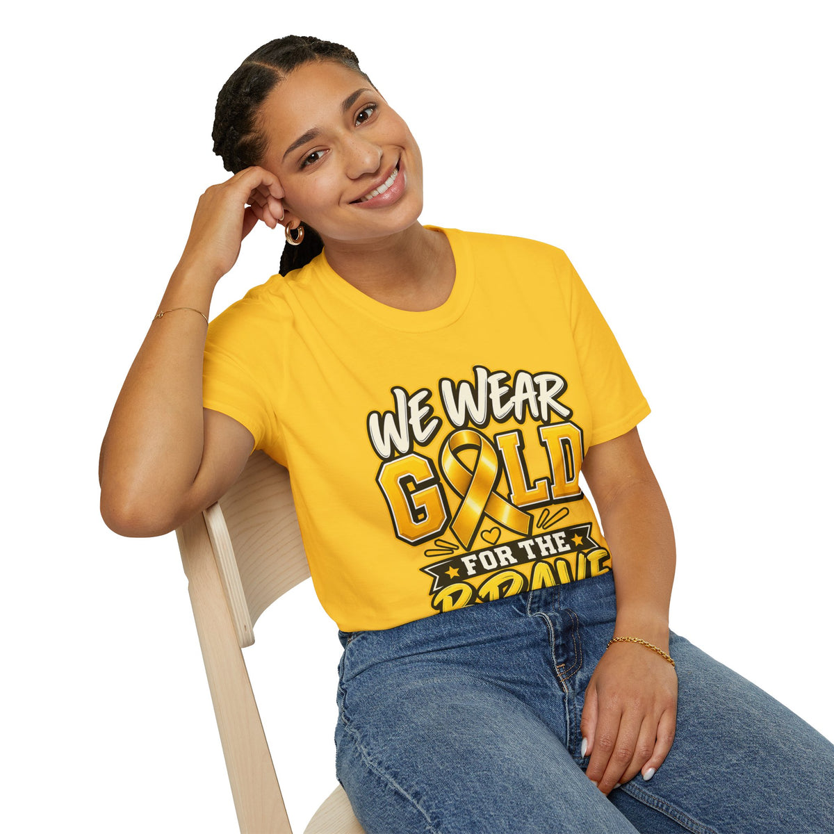 Childhood Cancer Awareness T-Shirt — "We Wear Gold For The Brave"