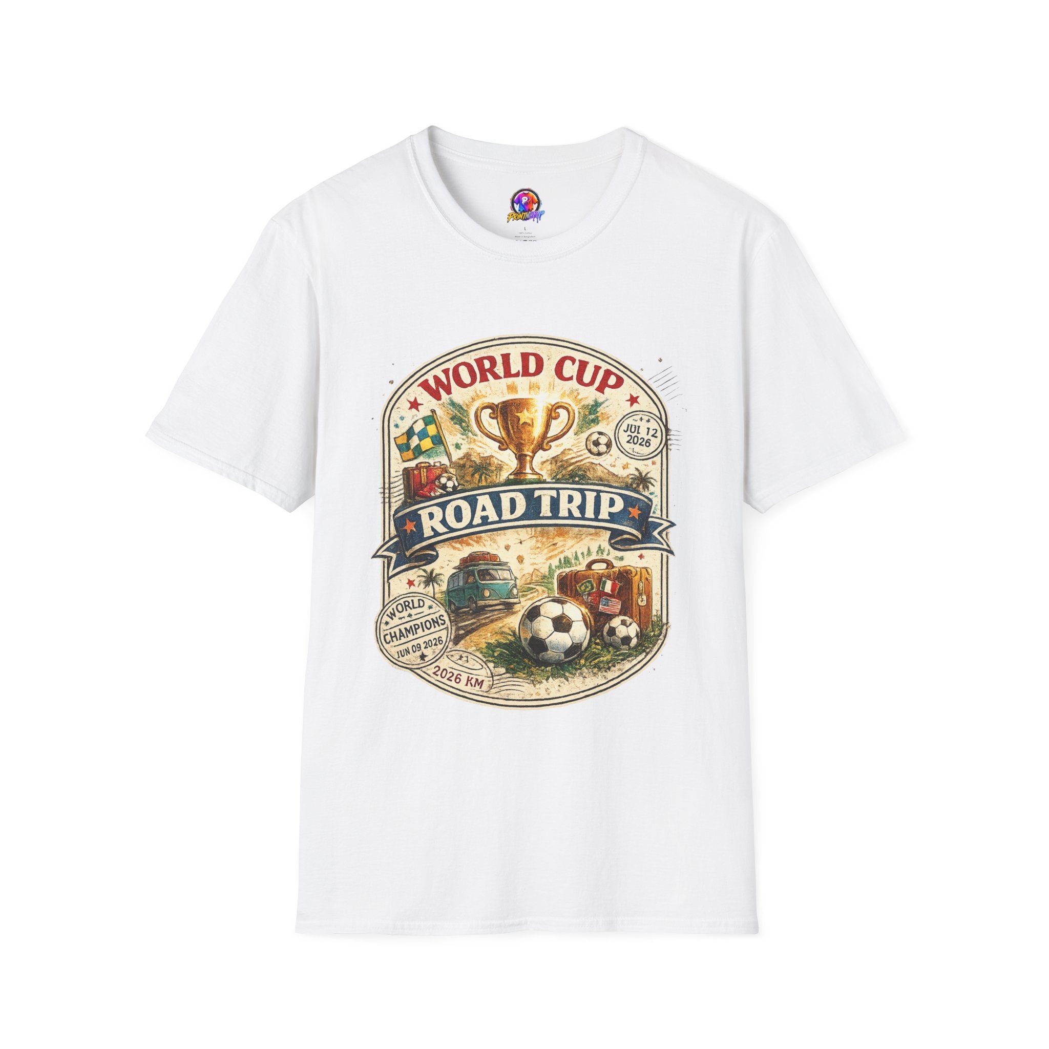 World Cup Road Trip T-Shirt — Vintage Soccer Trophy Design