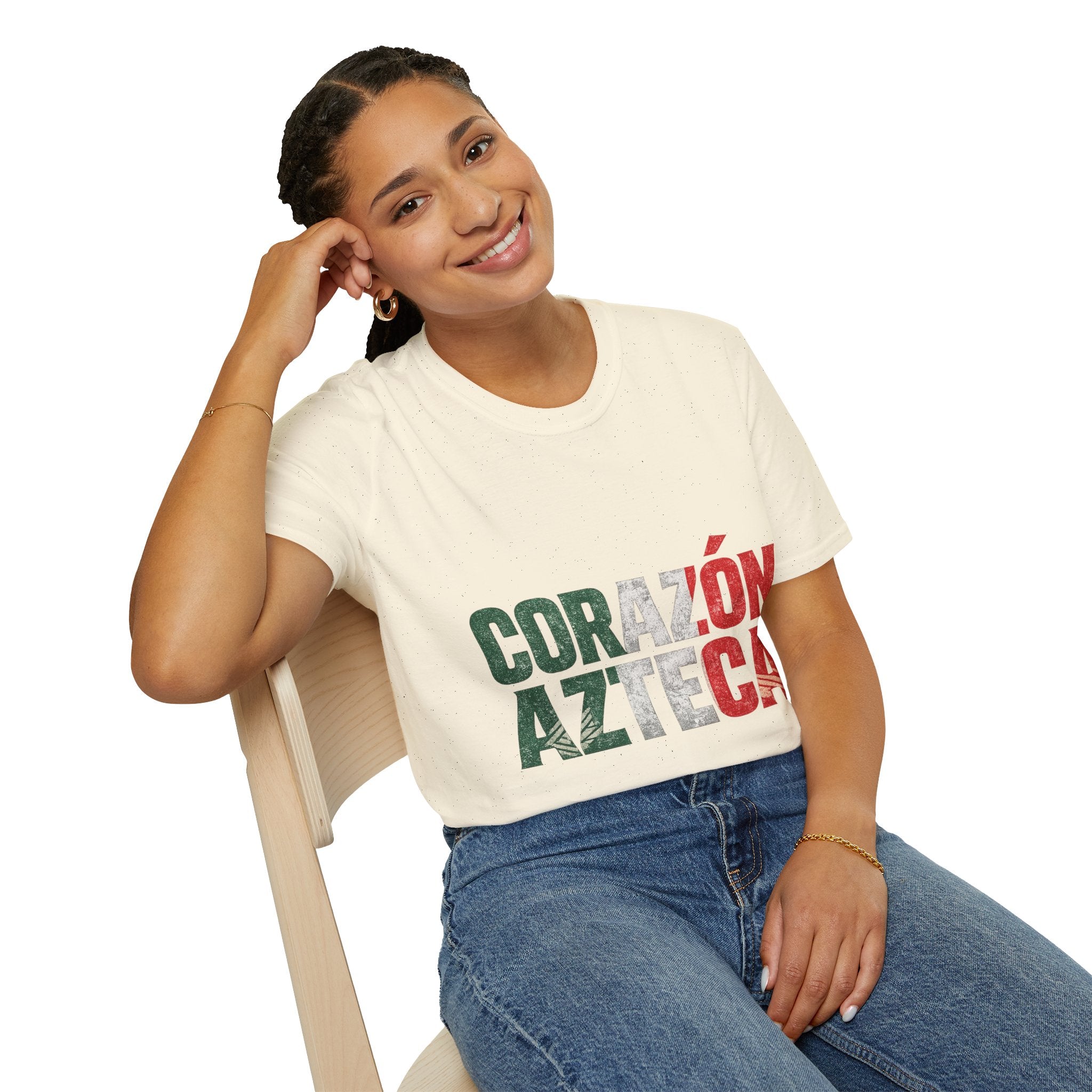 Mexico Corazón Azteca T-Shirt — Mexican Pride Flag Text Tee