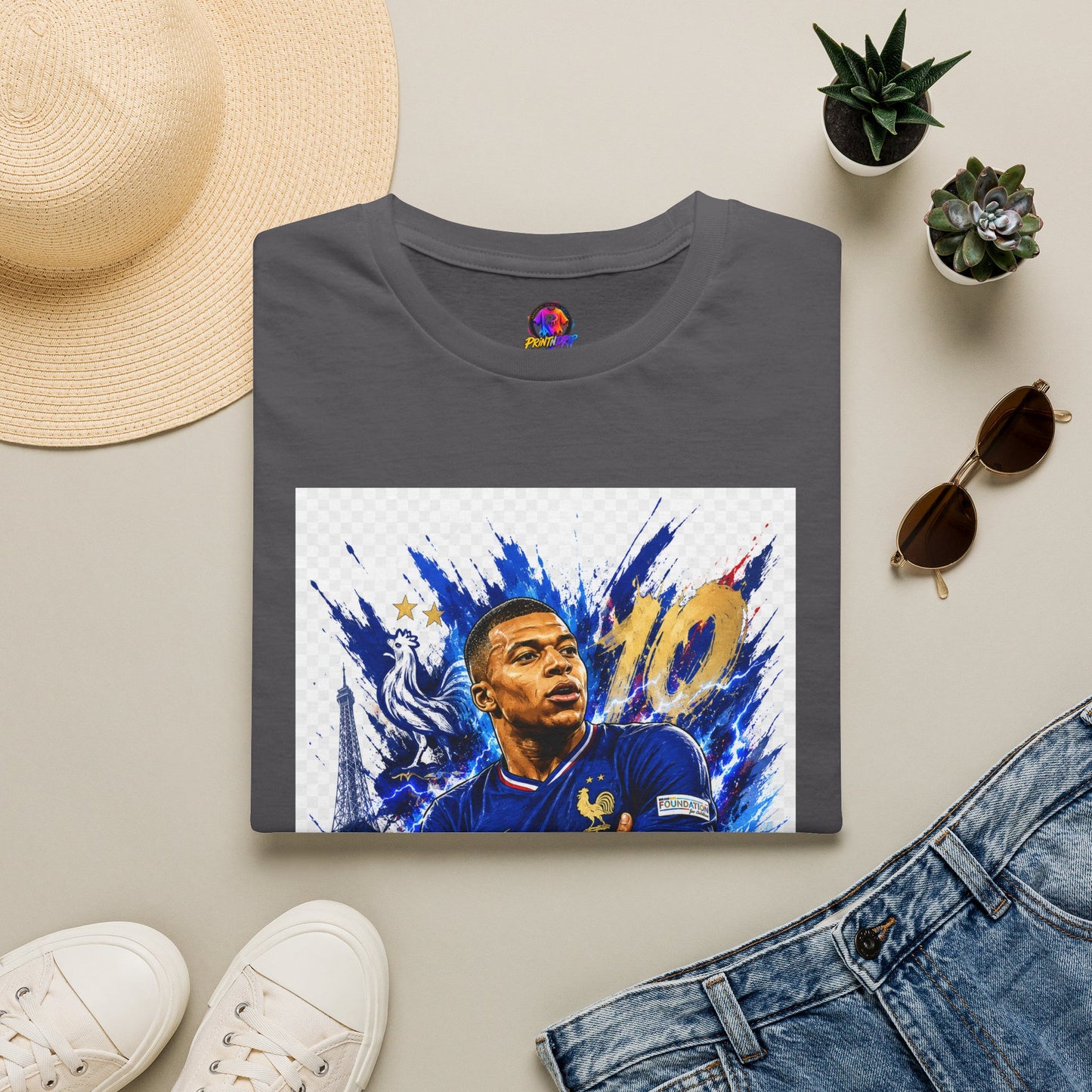 France Mbappé Soccer T-Shirt — #10 Blue Action Portrait Tee