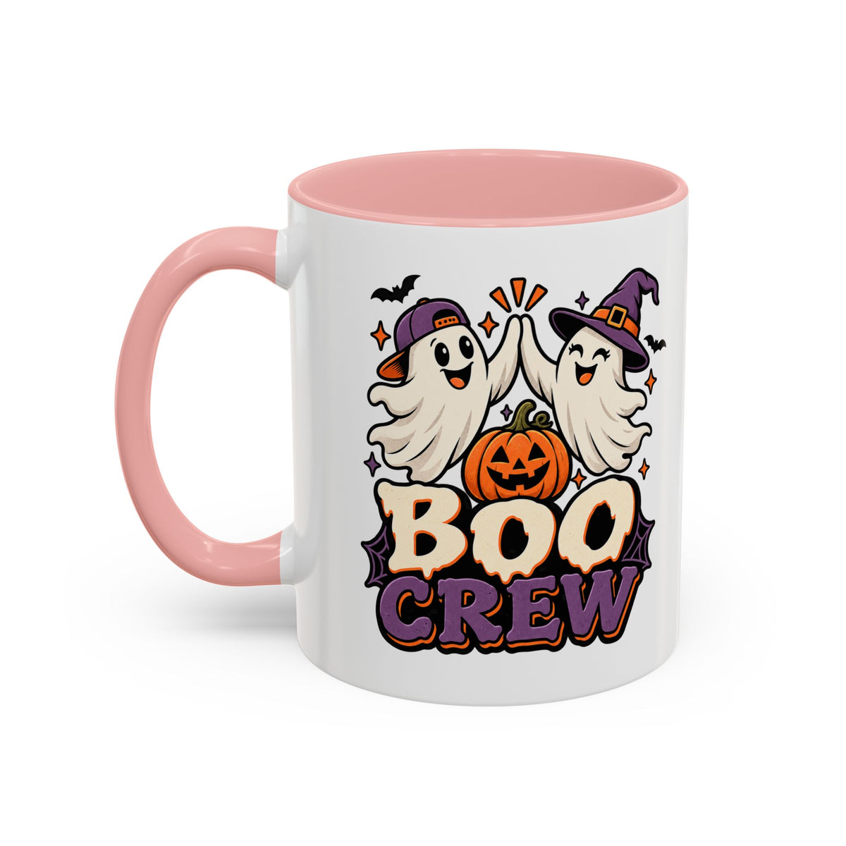 Boo Crew Halloween Accent Coffee Mug — Cute Ghosts & Jack-O'-Lantern Design (11/15 oz)