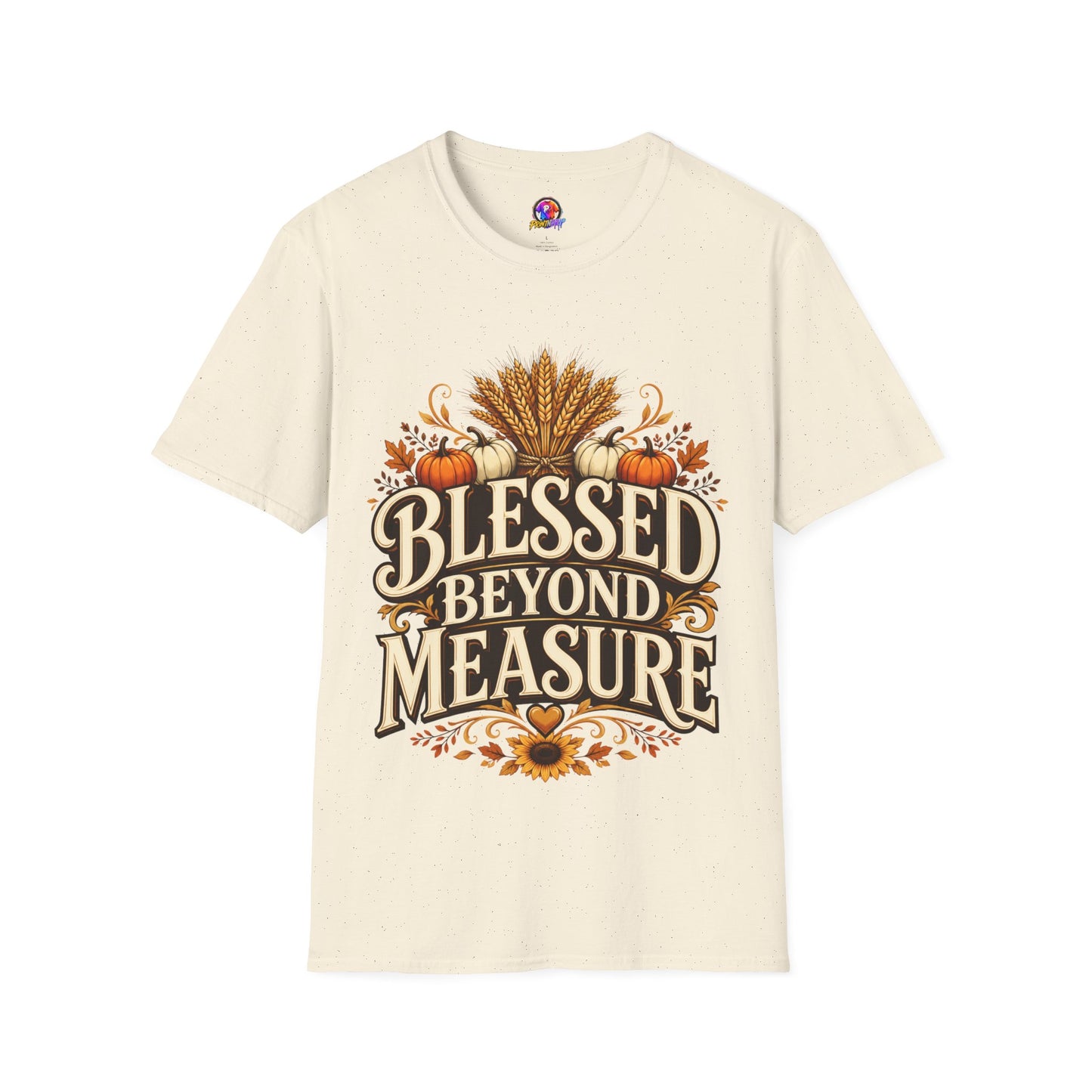 Blessed Beyond Measure T-Shirt — Fall Harvest Pumpkin & Wheat Tee