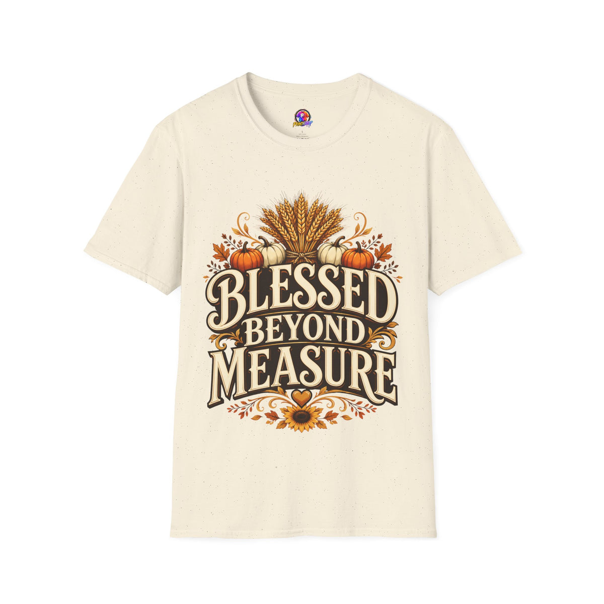Thanksgiving T-Shirt Blessed Beyond Measure T-Shirt — Fall Harvest Pumpkin & Wheat Tee