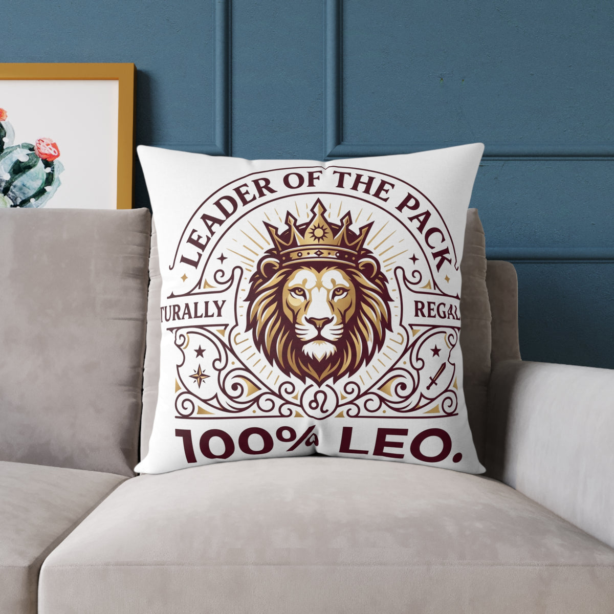 Leo Zodiac Leader Of The Pack Square Poly Canvas Pillow