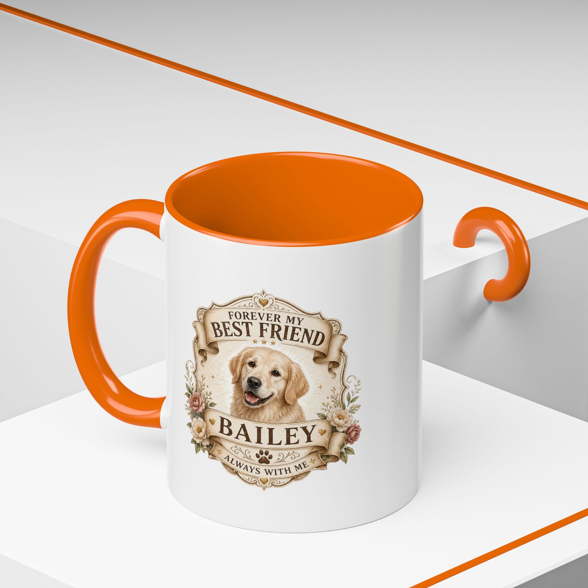 Milo Bailey Dog Dad Mom Personalized Dog Coffee Mug – "Forever My Best Friend" Golden Retriever Accent Mug