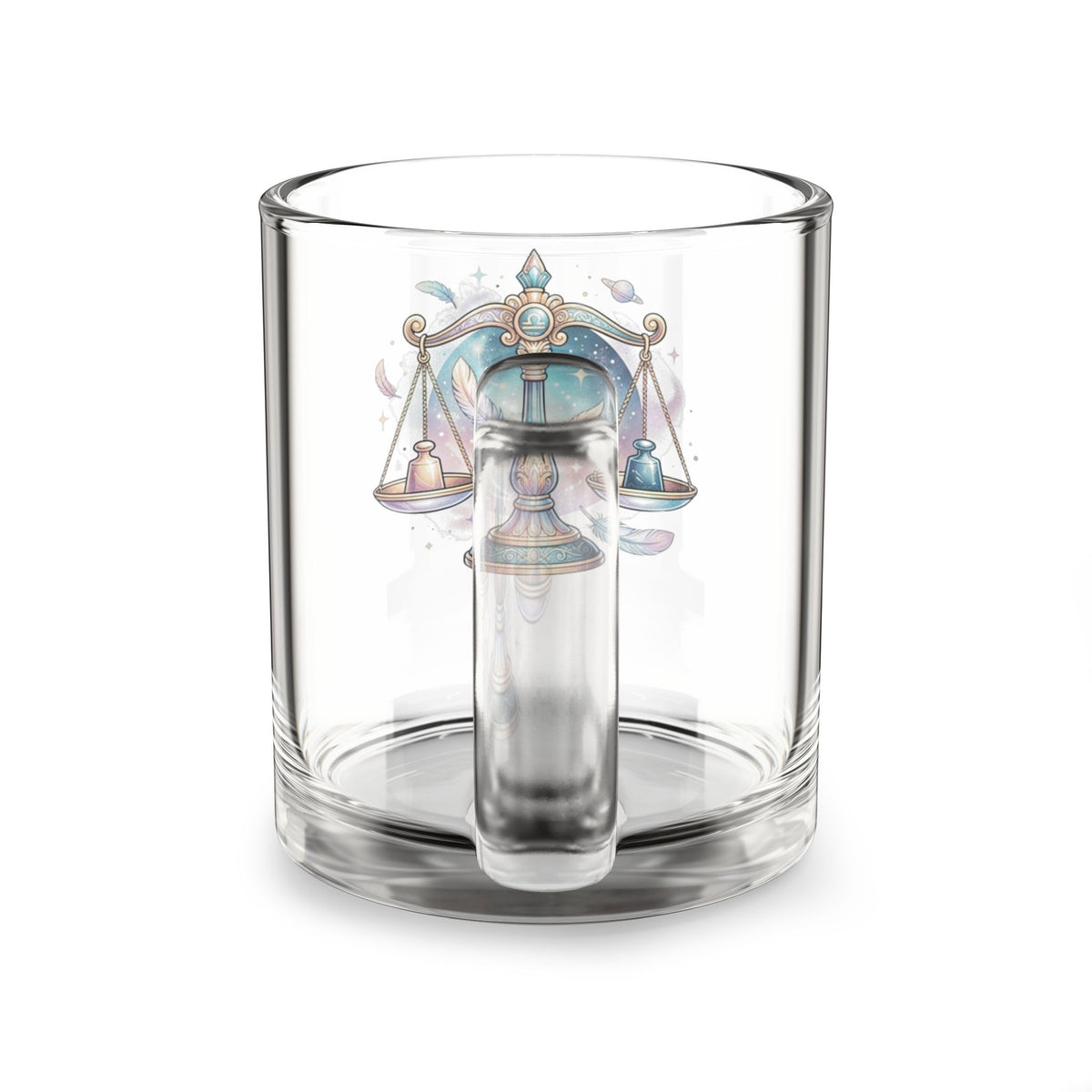 Libra Zodiac Glass Mug — 10oz Celestial Scales Coffee Cup